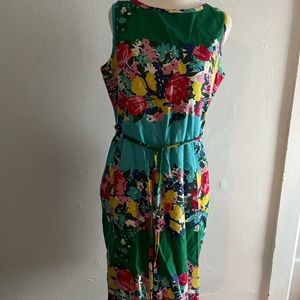 Talbots sleeveless shift floral print dress size 10 P